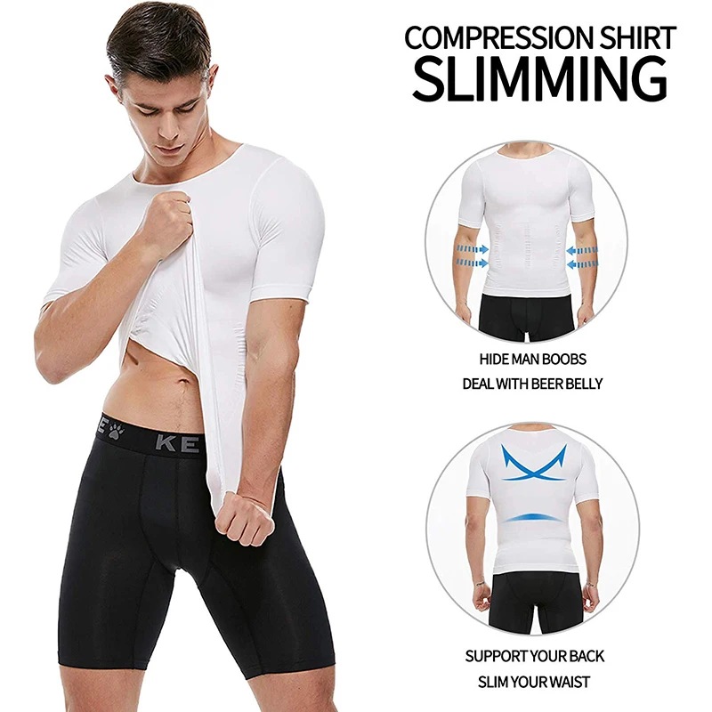 Men's Compression Shirt Undershirt Slimming Tank Top Workout Vest Abs Abdomen Body Shaper Tummy Control Waist Cinchers Shapewear
