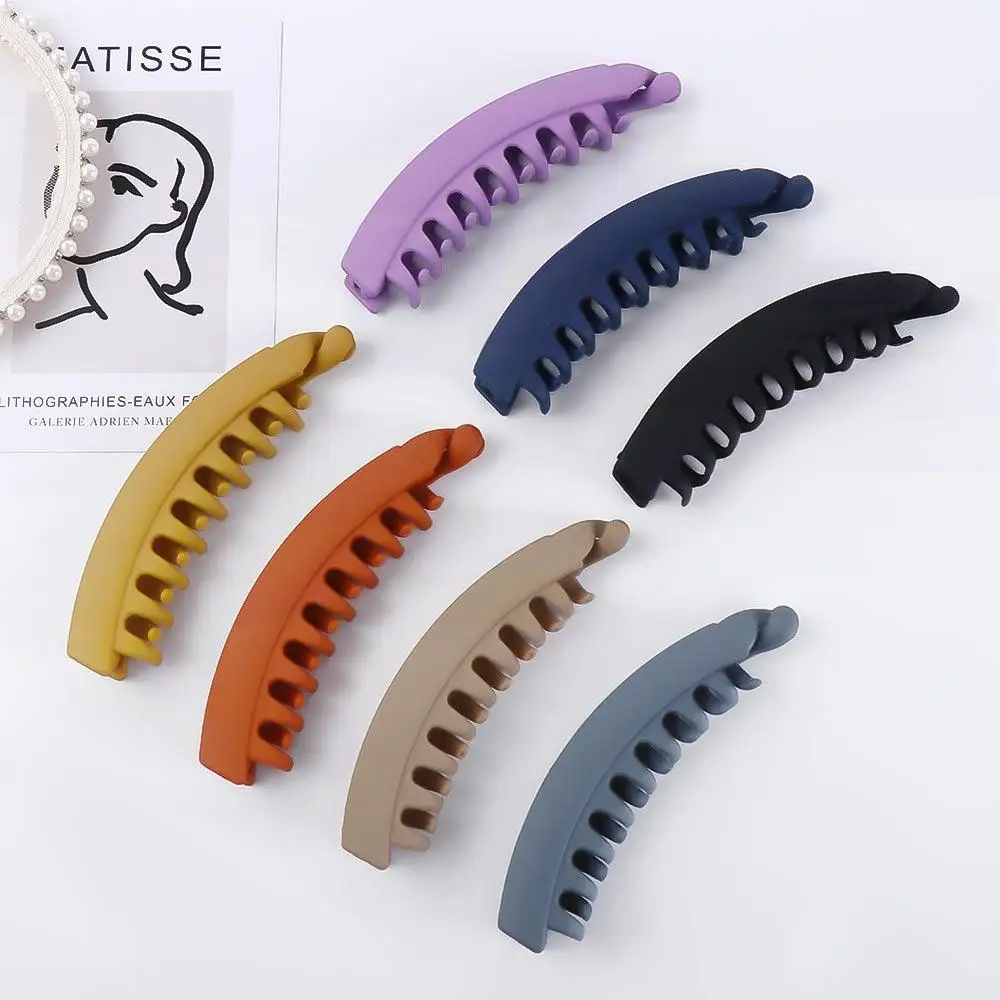 

Korean Simple Solid Color Banana Clip Vertical Hairclips Hairpins Barrettes for Women Girls Hair Accessories Hair Claws