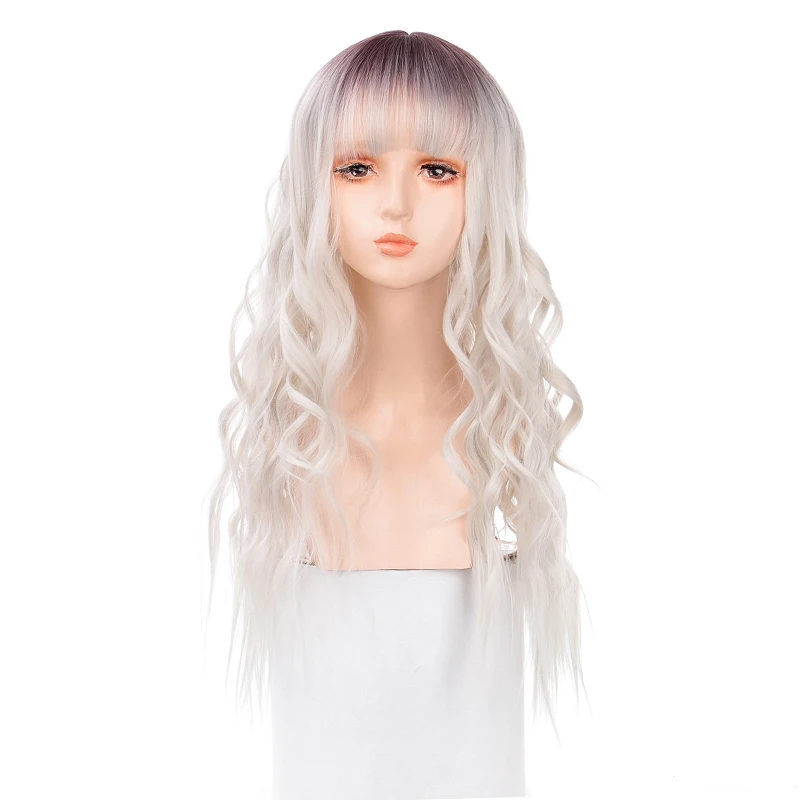 

MANWEI синтетический длинный парик из натуральных волн для женщин золотые синтетические парики с челкой косплей термостойкие волосы