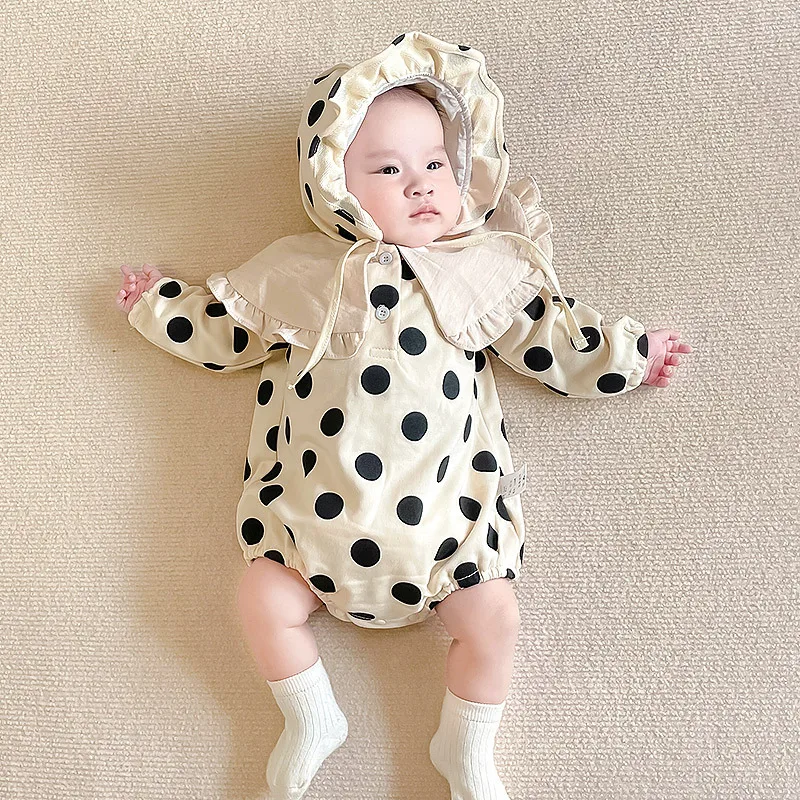 

2023 New Newborn Baby Jumpsuit Romper Classic Polka Dot Baby Princess Cute Baby Girl Romper