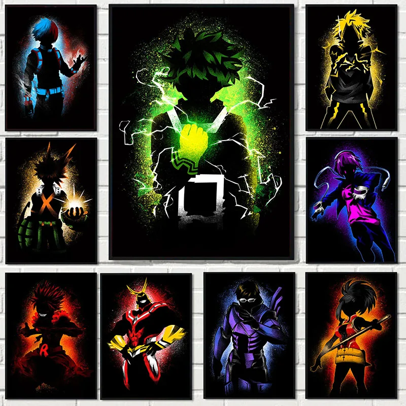 

Постеры и принты темные тени Mha аниме картины на стену Картина на холсте художественное украшение для детской комнаты домашний декор