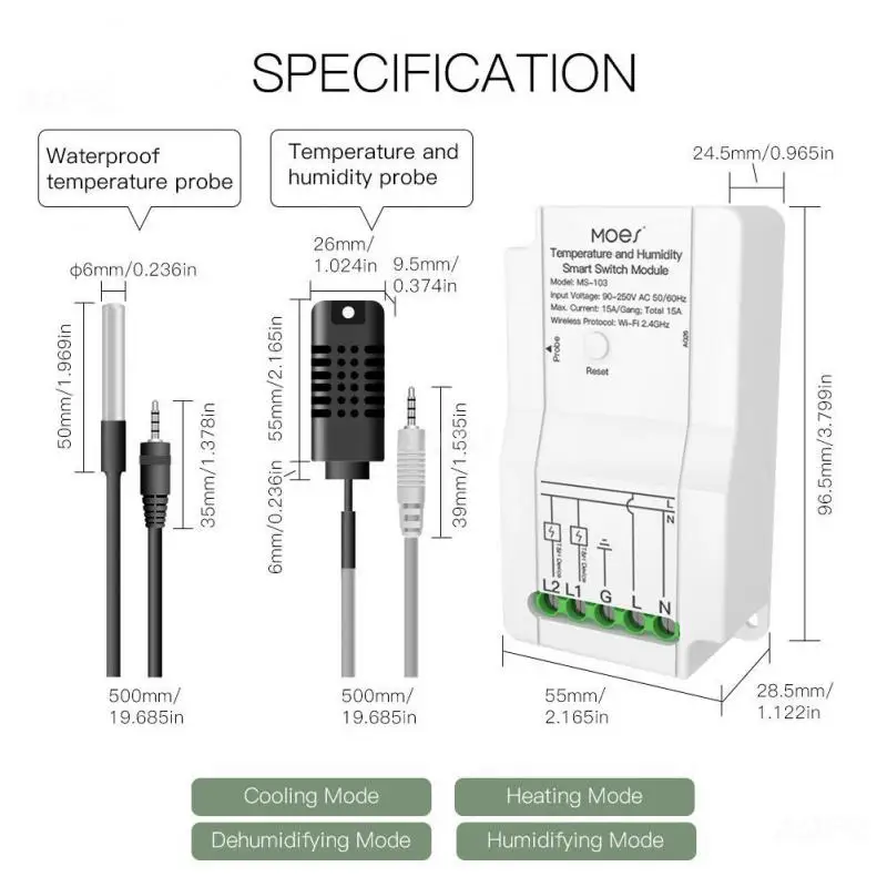 

CORUI Tuya WiFi Smart Temperature Humidity Switch Module Sensor Dual Relay Output Wireless Controller Support Alexa Google Home