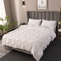 pinch pleat bedding sets solid color duvet cover set high quality single double queen king size quilt cover bedclothes no sheet