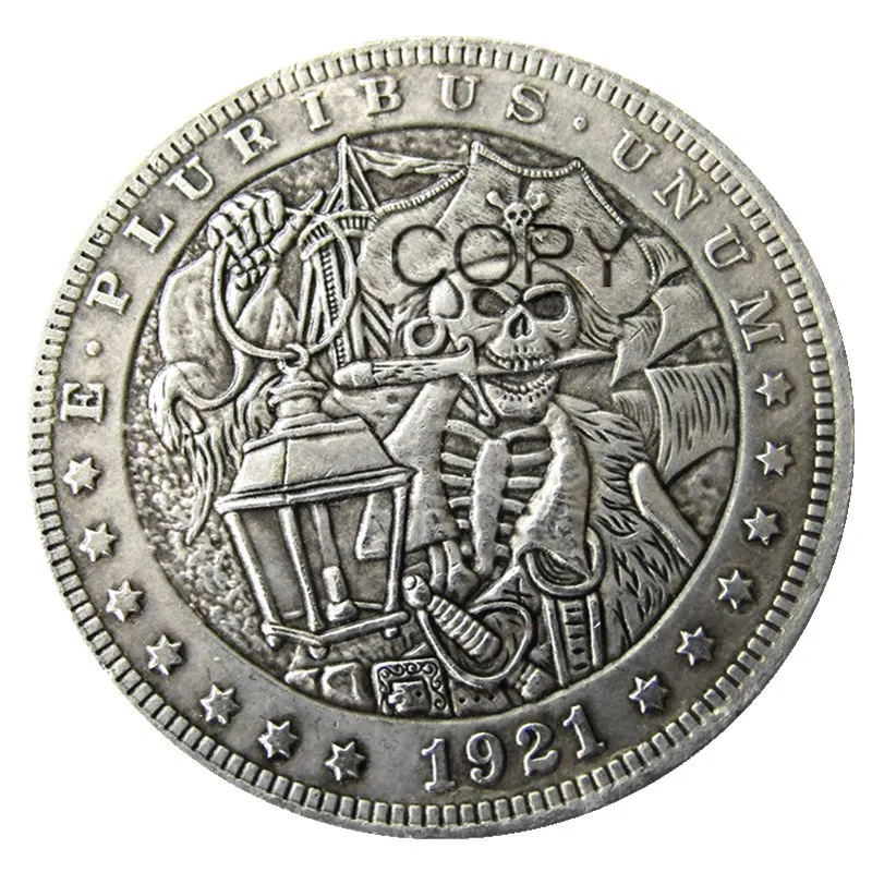 

HB(16)US Hobo Morgan Dollar skull zombie skeleton Silver Plated Copy Coins