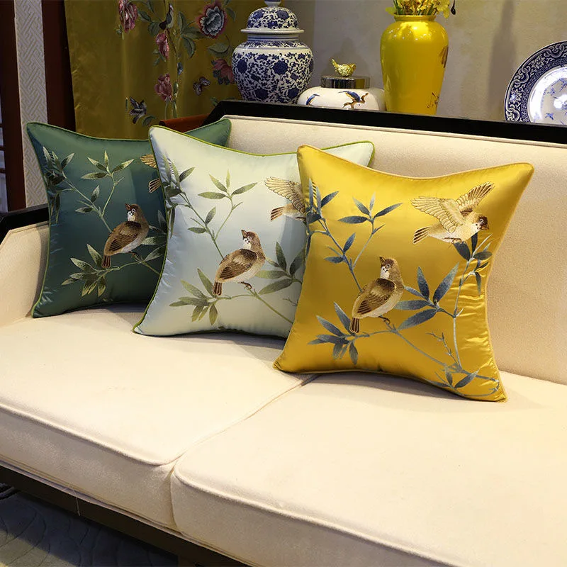 

Декоративные подушки с классической вышивкой, новинка, жаккардовая наволочка в китайском стиле с веткой и птицей, наволочка для кресла, дивана, спинки