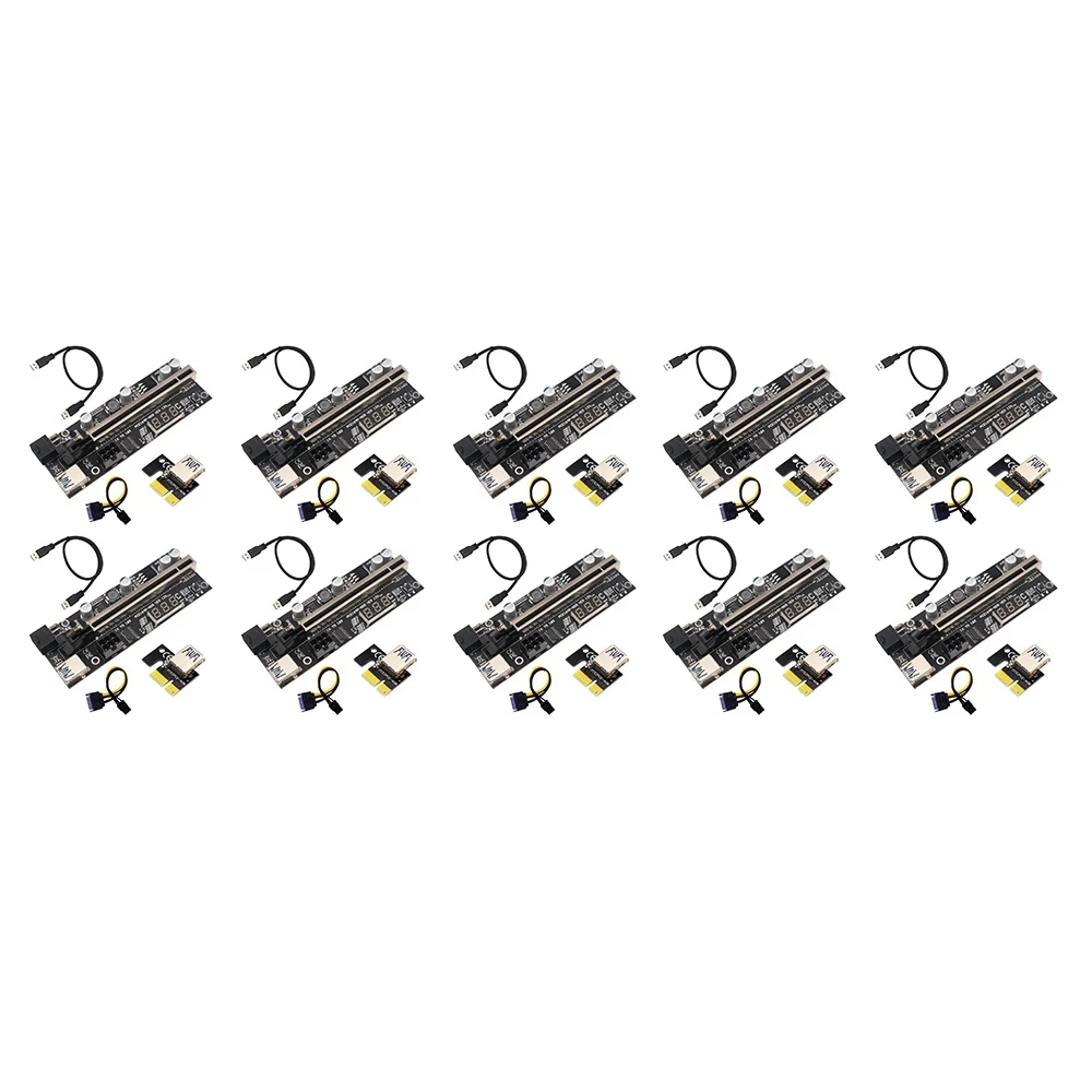 

40Pcs VER12X PCIE Riser Card 16X to 1X Adapter Card with Temperature Digital Display Dual 6PIN for BTC Miner Mining