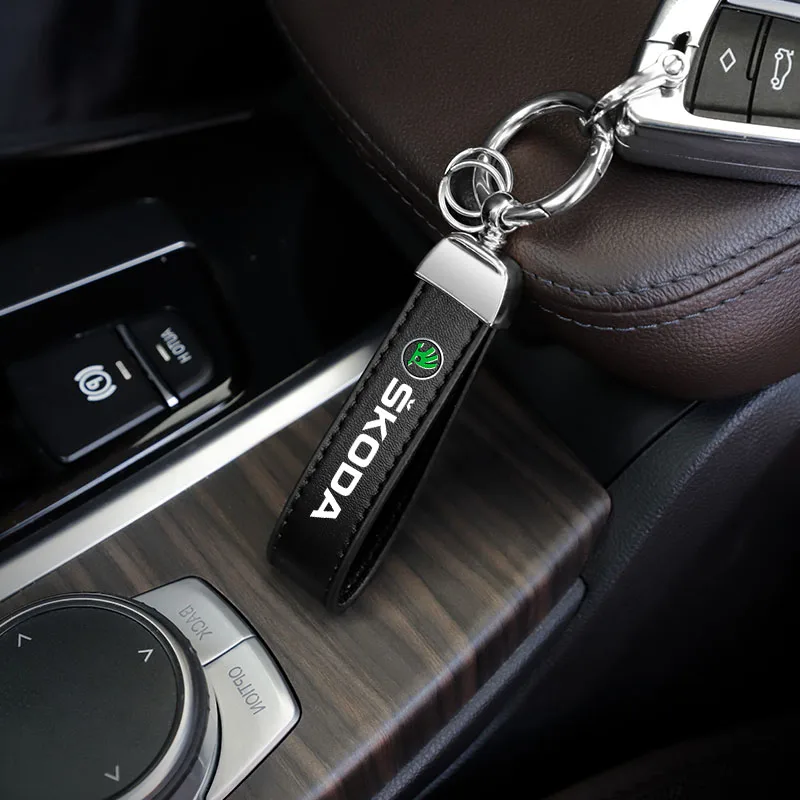 Брелок с логотипом автомобиля металлический кожаный декоративный брелок для Skoda