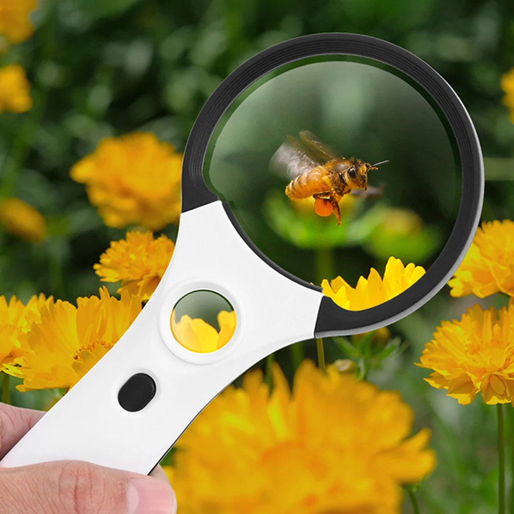 

3x/45x HD Handheld Magnifying Glass Lens with 4LED Lights Illuminated Magnifier Loupe for Elderly Reading Jewelry Inspection