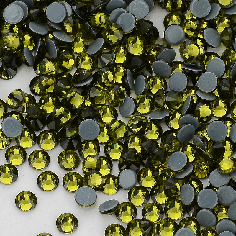 

SS6-SS30 Hotfix стеклянные плоские стразы оливковый зеленый блестящий круглый бриллиант Железная Ткань аксессуары для одежды