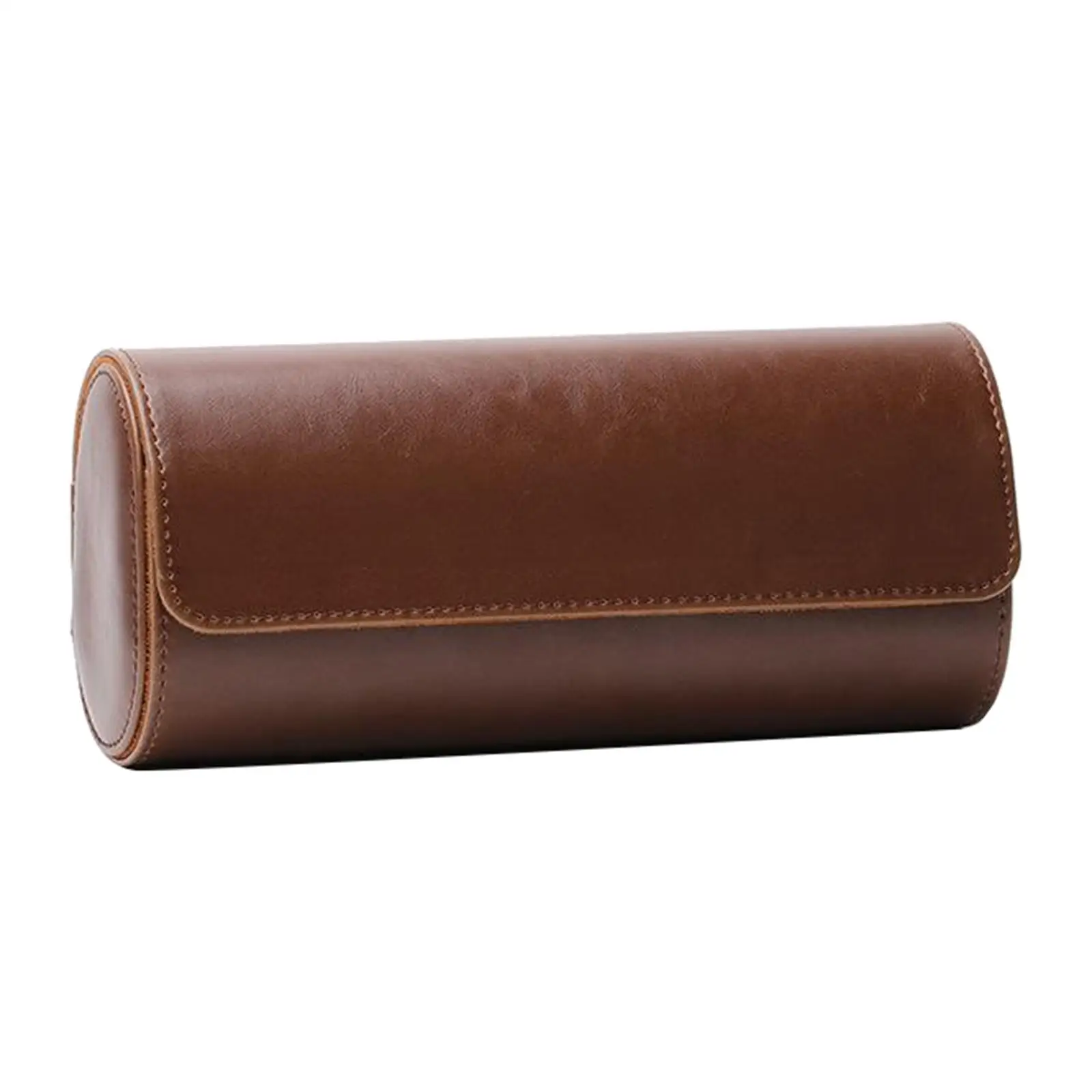 

Watch Box Organizer for Mens Watch case Travel roll Portable 3 Watch Display Storage to Holder Large Watch (Brown)