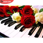 HUACAN 5D алмазная Вышивка Роза Алмазная картина пианино для взрослых цветок Алмазная мозаика крестиком наборы для украшения