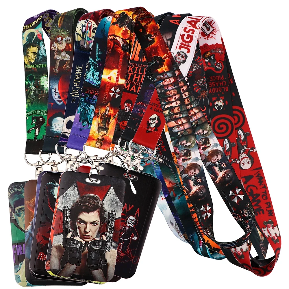 KKZ010 Хэллоуин страшный убийца ремешок на шею шнурок брелок для карт значок