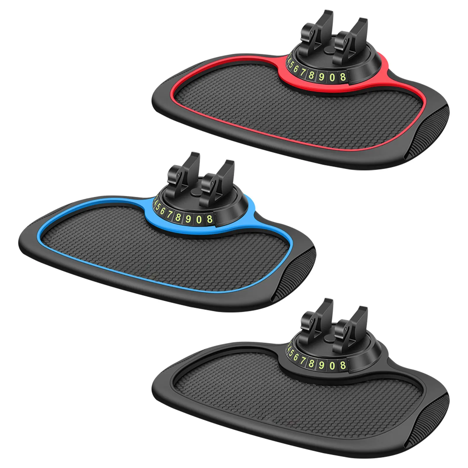 

3 In 1 Car Phone Holder Pad Mat Anti-slip Dashboard Pad Car Dash Organizer with Parking Number Plate Instrument Panel Bracket