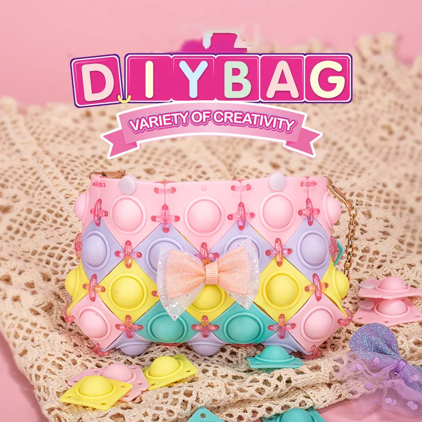 

DIY Fashion Pop Push Bubble Girl Bag Creative Anti-Stress Messenger Shoulder Bags DIY Children Toys Gifts New Year Gift