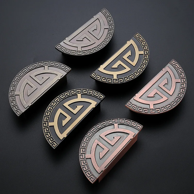 

Antique Bronze Semicircle Shake Handshandle Chinese Style Archaize Carve Flower Shake Handshandle Opens Chest Cabinet Handle