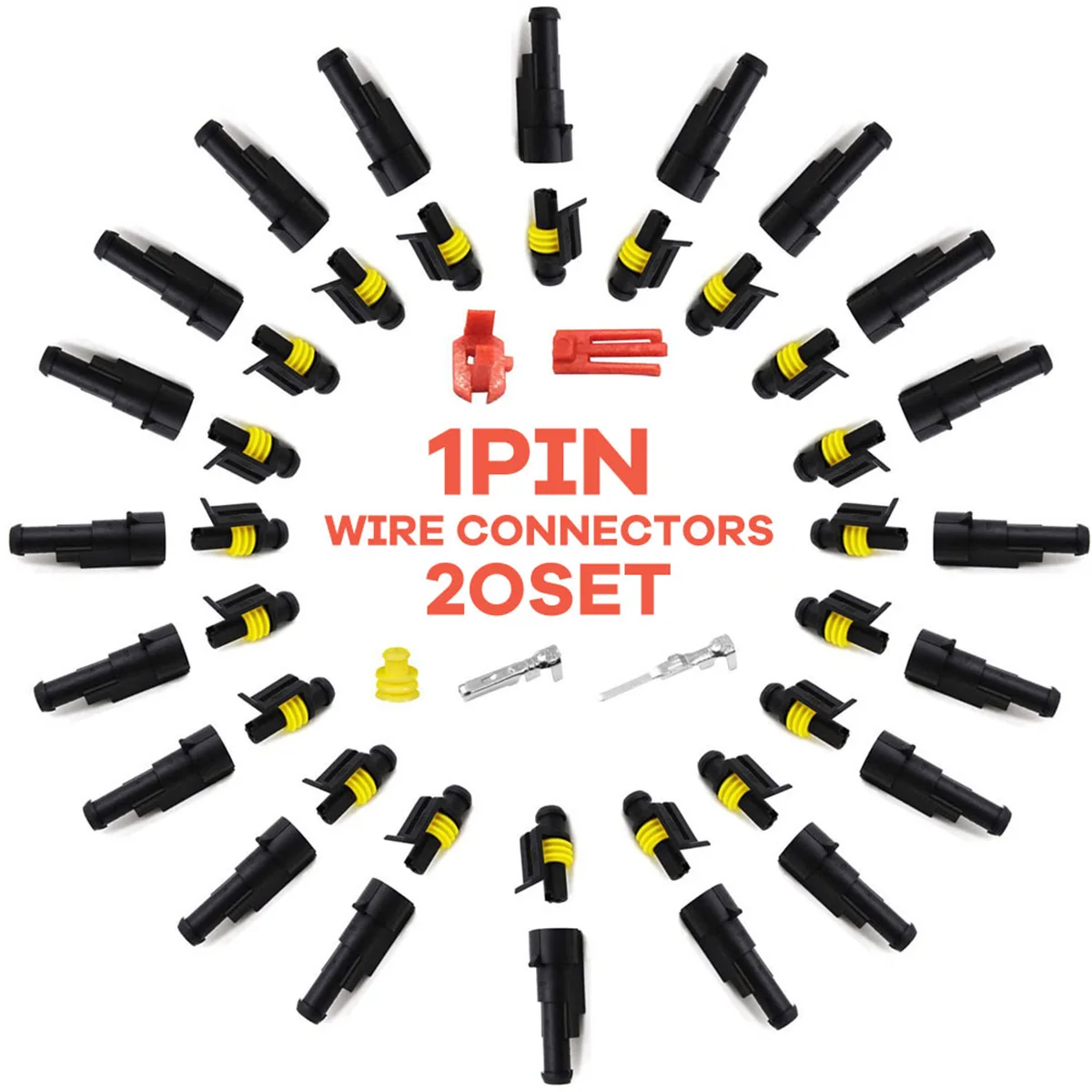 

New 20pcs 1 Pin Connectors 16-22 AWG Male and Female Way Car Wire Connector 12V Waterproof Auto Connector Terminal Connector