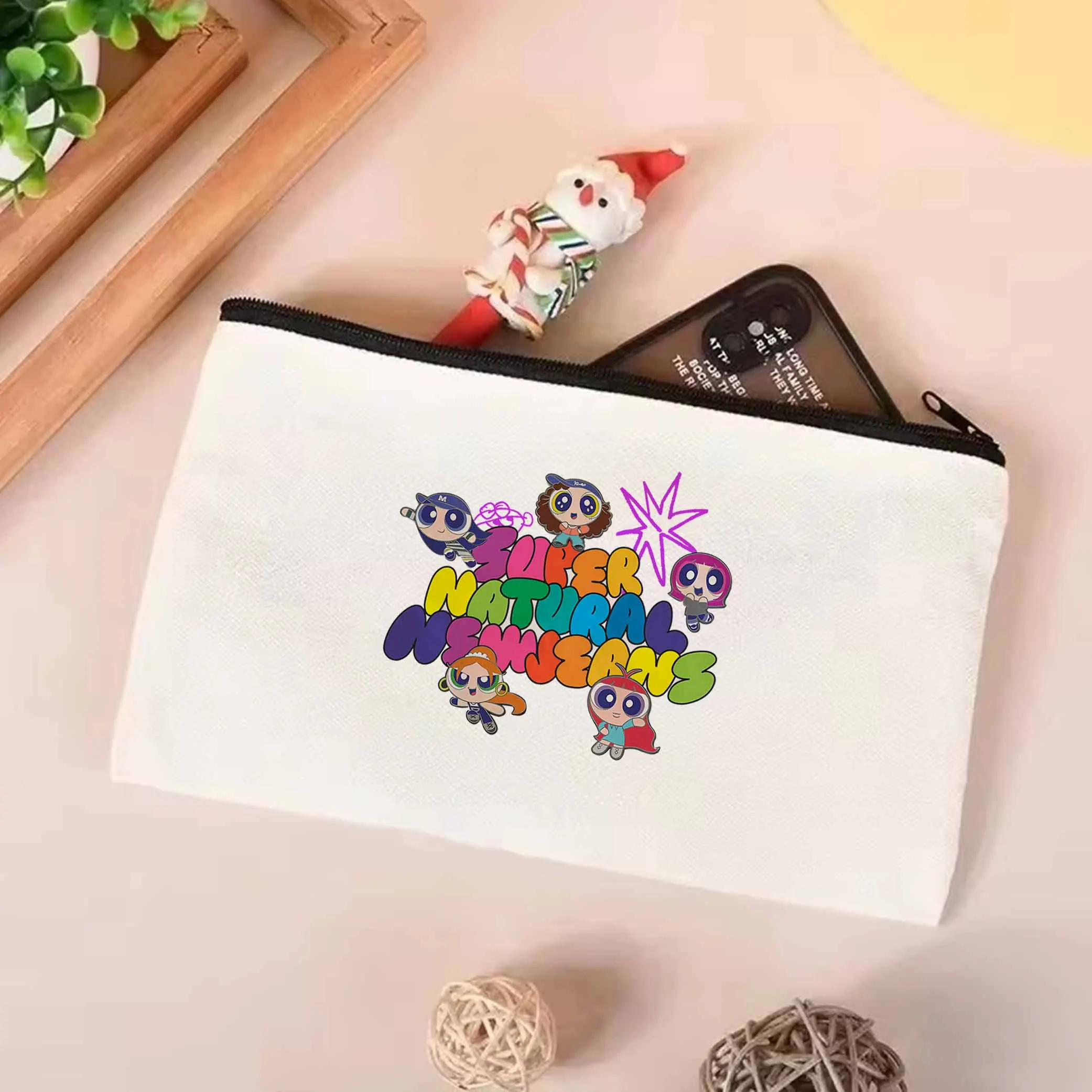 Сумка-тоут Newjeans Женская холщовая с эстетическим принтом саквояж на плечо в стиле