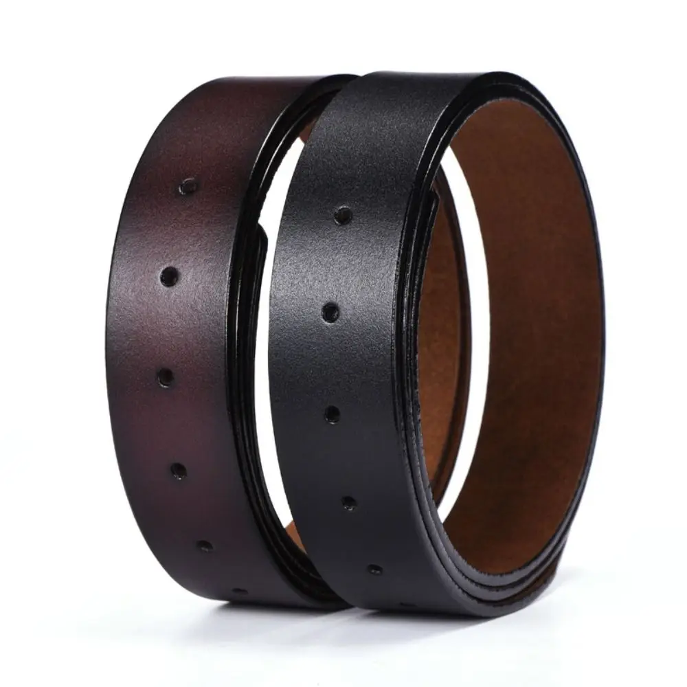 Cowhide Craft DIY Replacement Casual No Buckle Girdle Genuine Leather Belt Classic Waistband 3.3CM/3.7CM with Hole