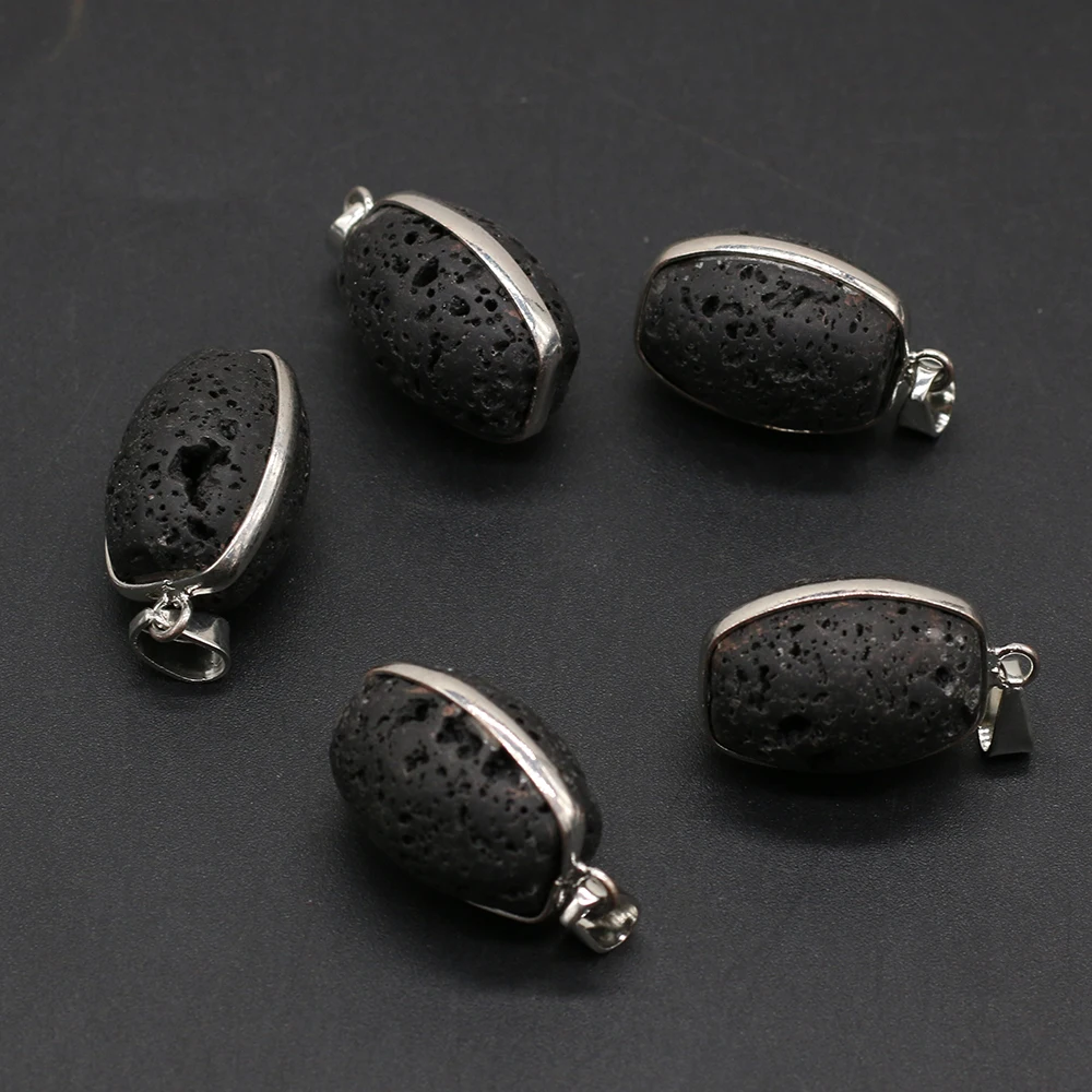 

1PCS Natural Stone Volcanic Rock Oval Black Pendant For Woman Jewelry MakingDIY Necklace Earrings Accessories Healing Gift Decor