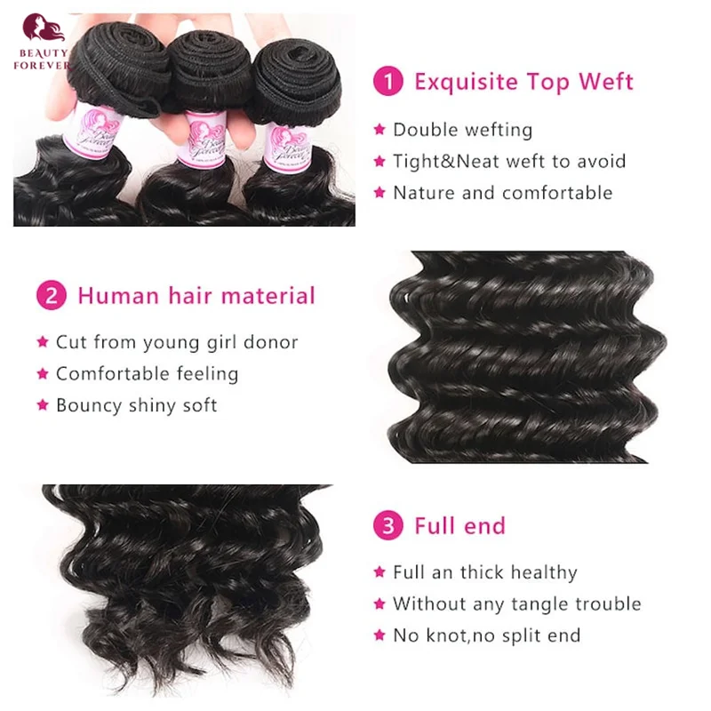 Beautyforever бразильские необработанные человеческие волосы с глубокой волной