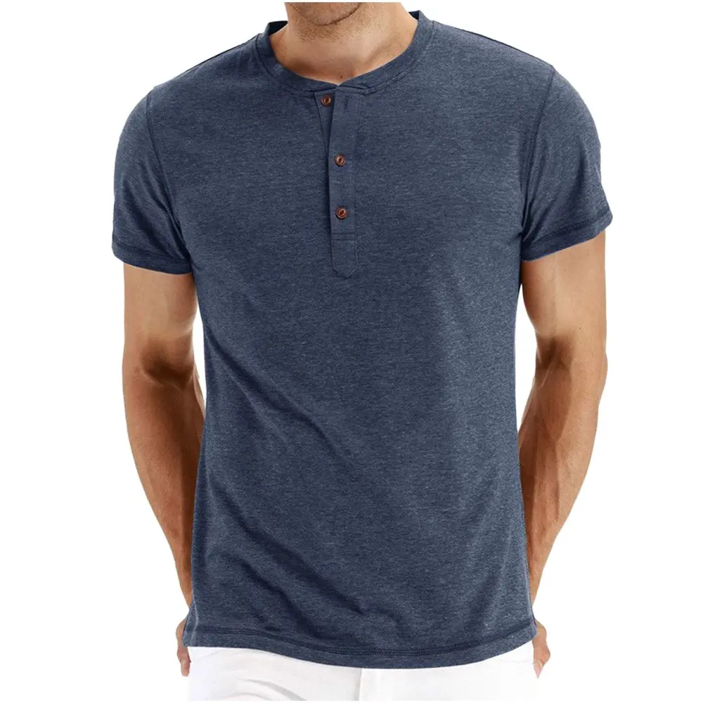 

Men's Oversized Plain Color Crew Neck Half Button Pullover Casual Short Sleeve T-Shirt Mens Graphic Tees T Shir