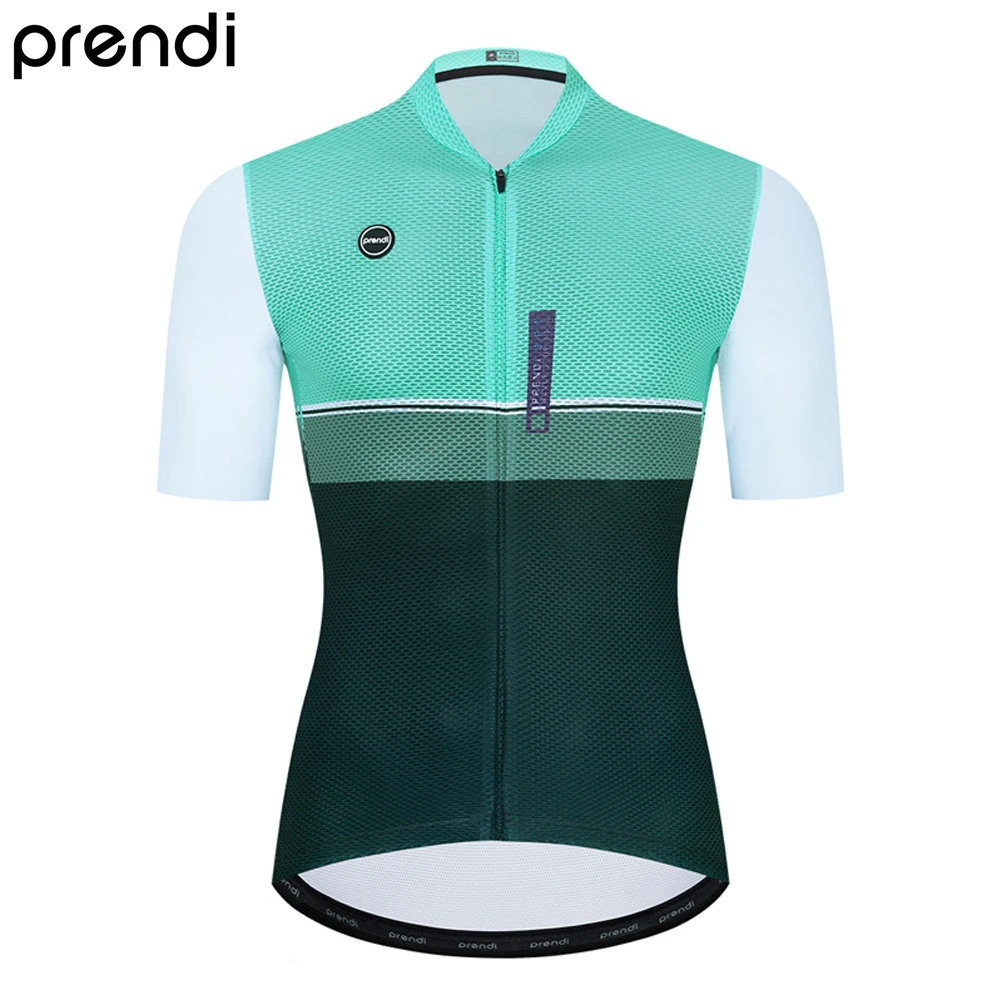 

PRENDI Men Cycling Jersey Short Sleeve Summer Bike Clothes Full Zipper Breathable Quick Dry Male Bicycle Outdoor Sport Wear