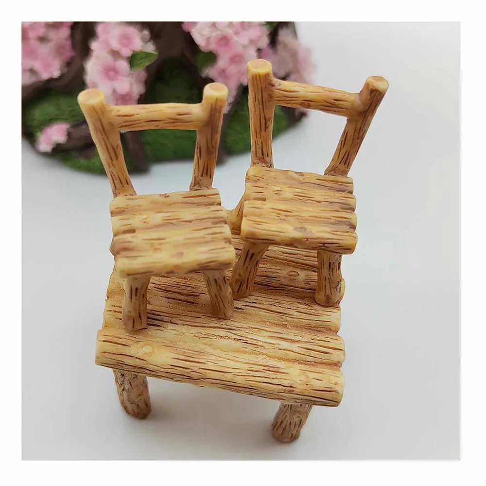 Миниатюрная мебель для кукольного домика деревянный обеденный стол стул подарки