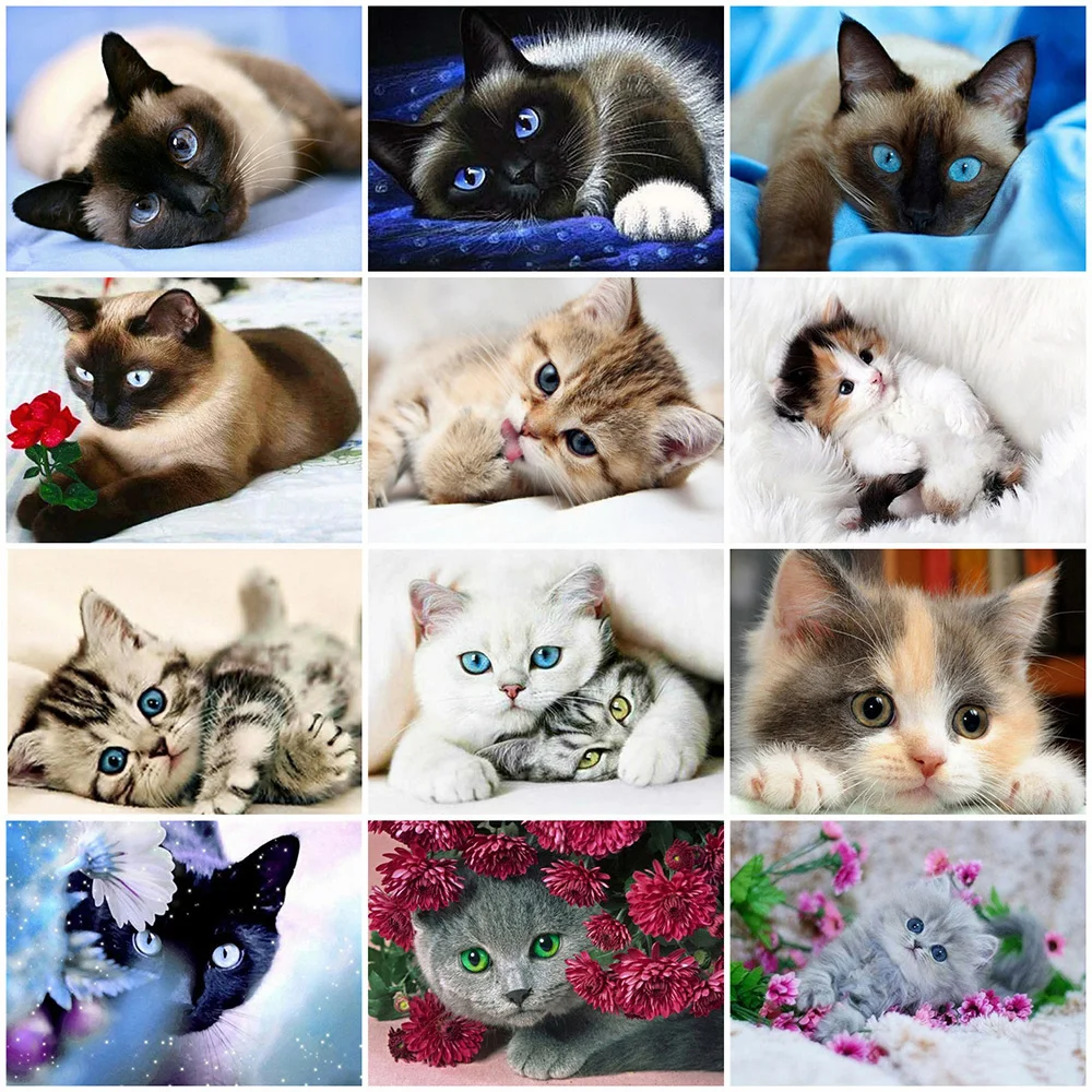 

KAMY YI 5D Diy Customized Diamond Painting Cross Stitch Lovely kitten Square Round Diamond Mosai simplec Handmade Crafts