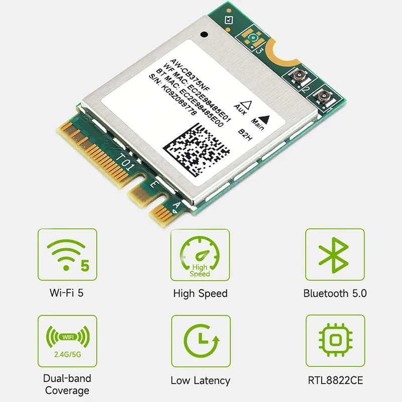 AW-CB375NF двухдиапазонный беспроводной NIC 2 4G/5 ГГц WiFi 5 Bluetooth 0 модуль для JETSON Ксавье
