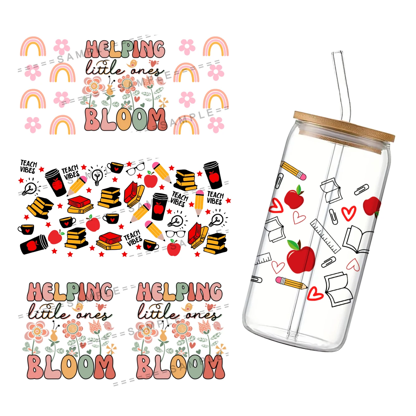 Серия школьных учителей для Libbey 16 унций банка стекло UV DTF кофейная студентов