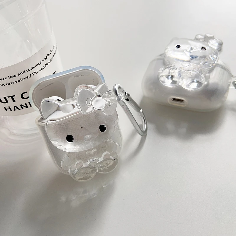 

Crystal Transparent Cute Kitty Apple AirPods 2 Case Cover AirPods Pro Case IPhone Earphone Accessories Air Pod Case