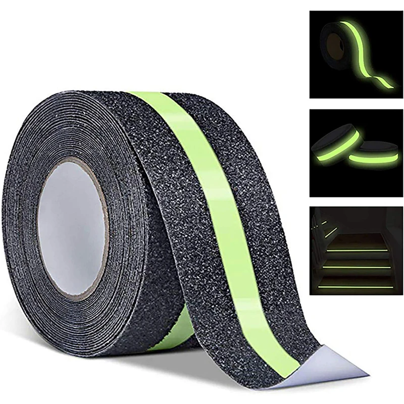 50MM*3/5/10M PET Stairs Anti-slip Tape Luminous Warning  Waterproof Sticker Grip Glow In The Dark Self Adhesive Tapes images - 6