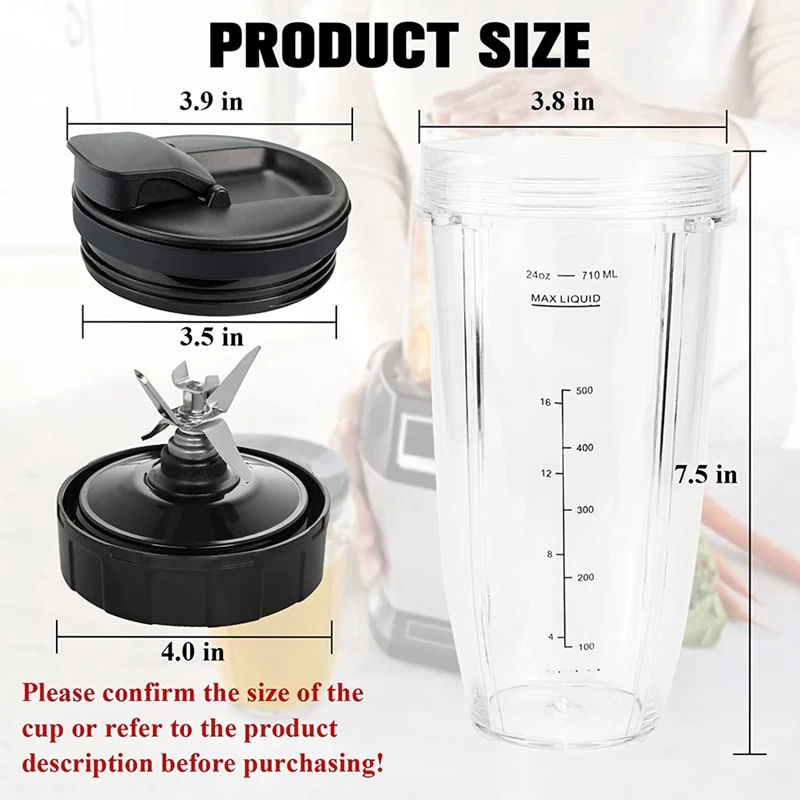 Чашки блендера для Ninja BN801-24 Oz Bullet Cups с 7 плавними лезвиями запасные части