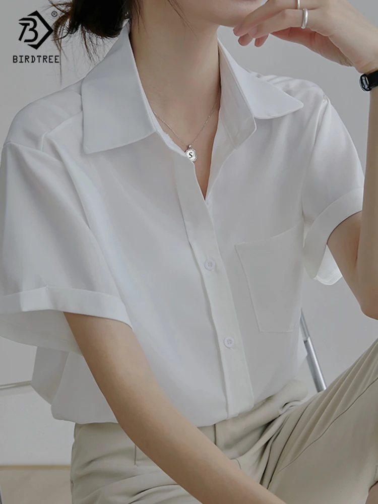 2022 летняя шифоновая белая рубашка с коротким рукавом Повседневная блуза