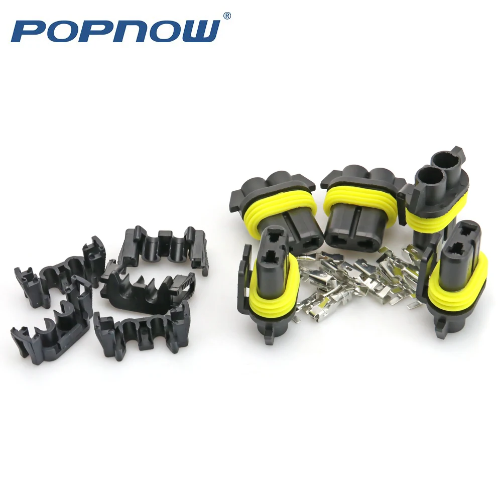 Popnow 10pcs 9005 9006 Plug Female Connector HB4 Headlight Bulb Electrical Wire HB3 Car lamp Socket Waterproof 2 Pin - купить по