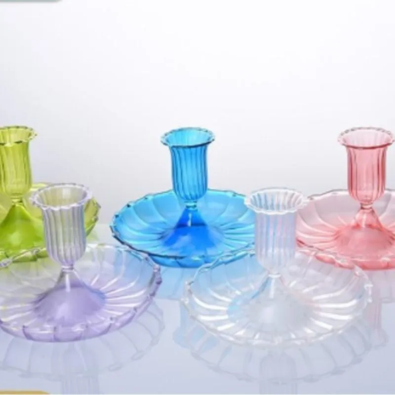 

Glass Candlestick Decoration Home Decor Scented Candle Pad Tray Stay Cafe Table Decoration Props Decoration Candlestick Holder