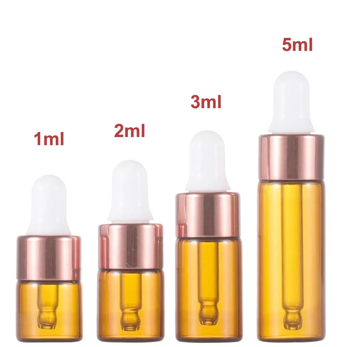 100X1/2/3/5 мл Розовые розовые золотые стеклянные бутылки с пипетками многоразовые