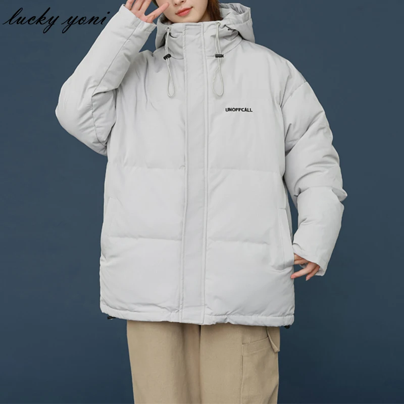

Yoni Autumn Winter Coat Women Cropped Casual Loose Solid Puffer Jackets Female Trendy Long Sleeve Cotton-Padded Outwear
