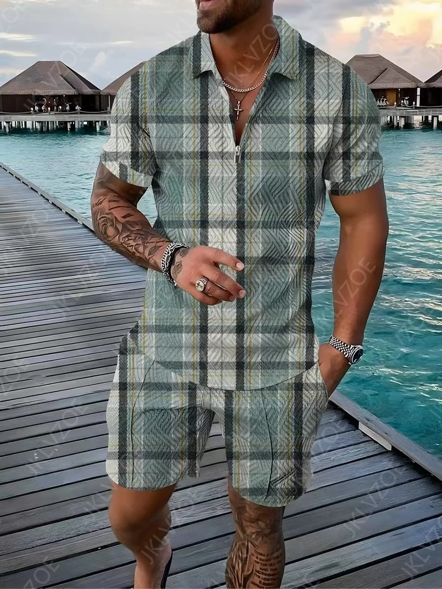 Men's Casual Retro 3D Printed Polo Suit Popular Street Beach Summer Hot Clothing Geometric Stripes Oversized Brand