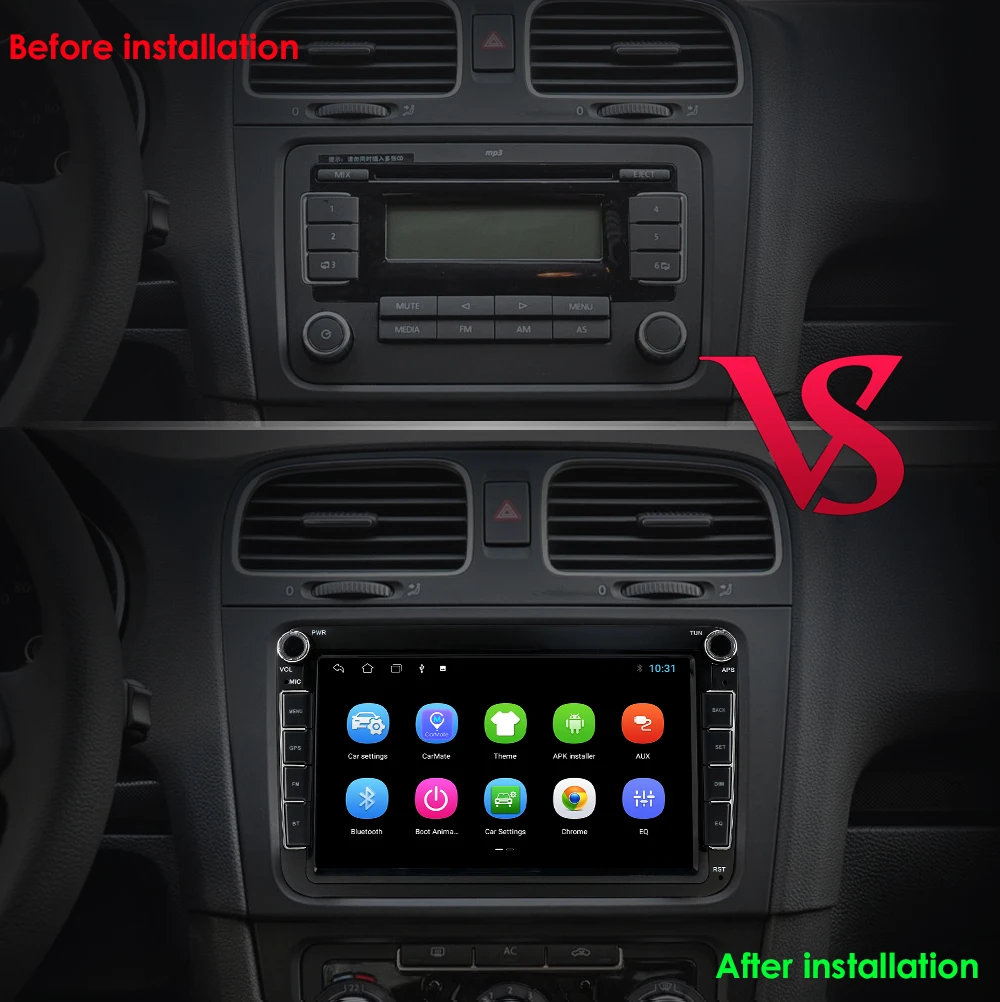 $100.00 Android 10 Car Multimedia Player For VW Volkswagen Golf Polo Tiguan Passat b7 Seat Leon Skoda Octavia Yeti Superb Radio GPS 2Din