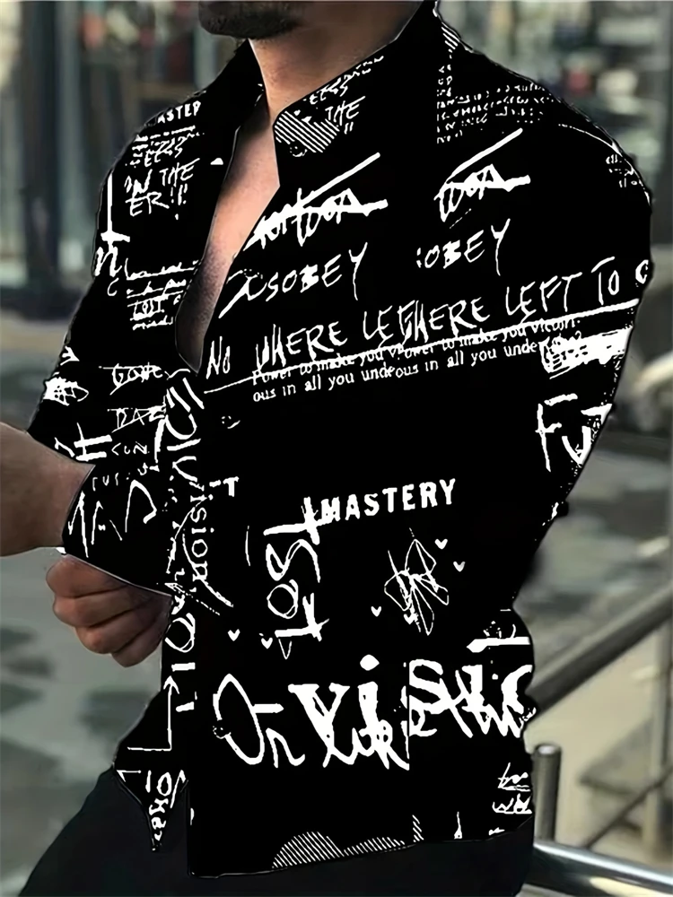 Новинка 2023 года мужская рубашка с длинным рукавом и пуговицами принтом покера