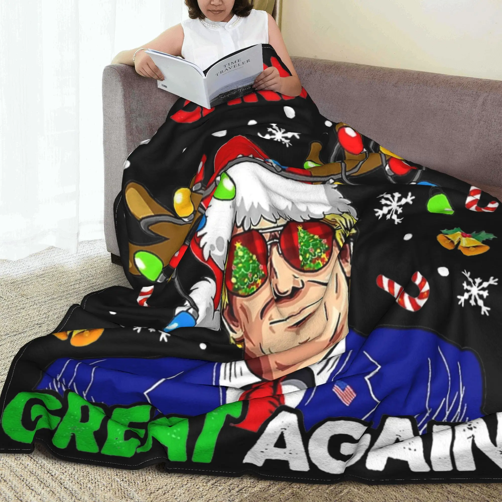 Сделайте Рождество снова великим Забавное одеяло Трампа Теплые уютные пушистые