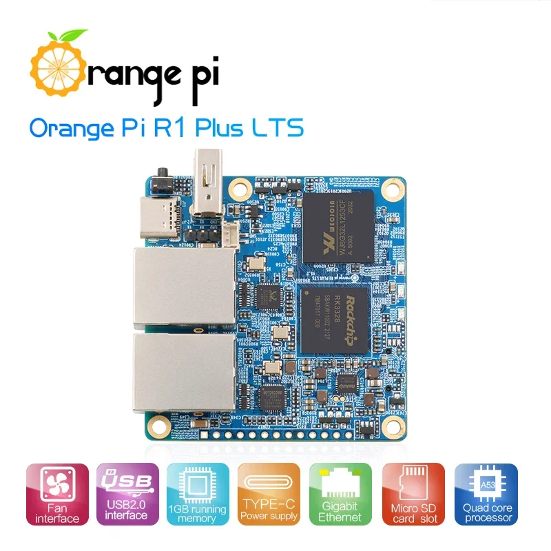 Orange Pi R1 Plus LTS 1 ГБ ОЗУ использует Rockchip RK3328 одноплатный компьютер с открытым