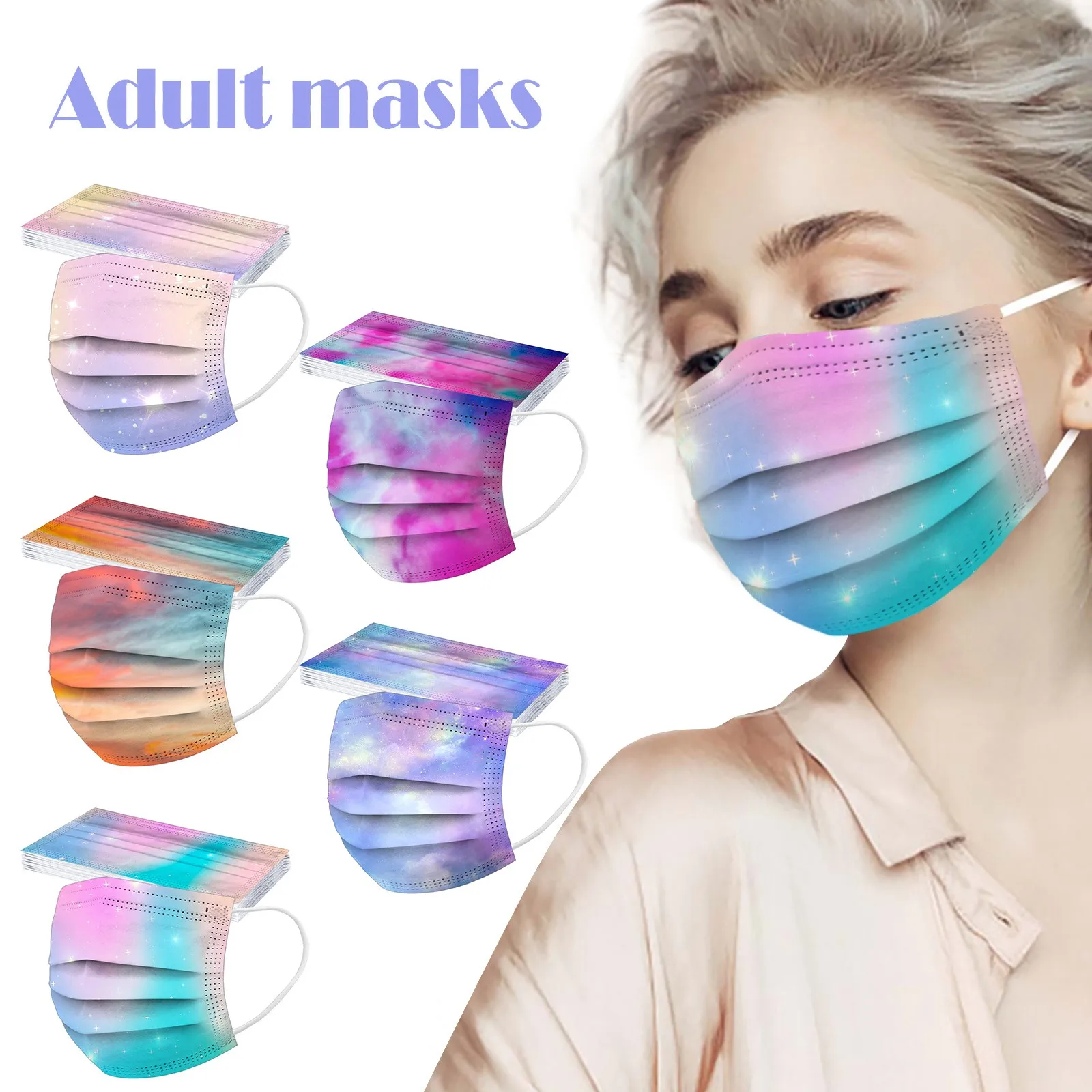 

50pc Fashion Disposable Masks For Women Men Multicolor Colorful Protection Mask Adult Dustproof Pm2.5 Maske Decoration 2022