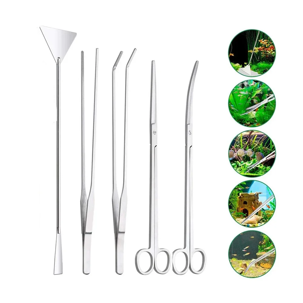 Aquarium Tank Aquascaping Tools Scissor Tweezers Tool Stainless Steel Aquatic Plants Set for Maintenance |