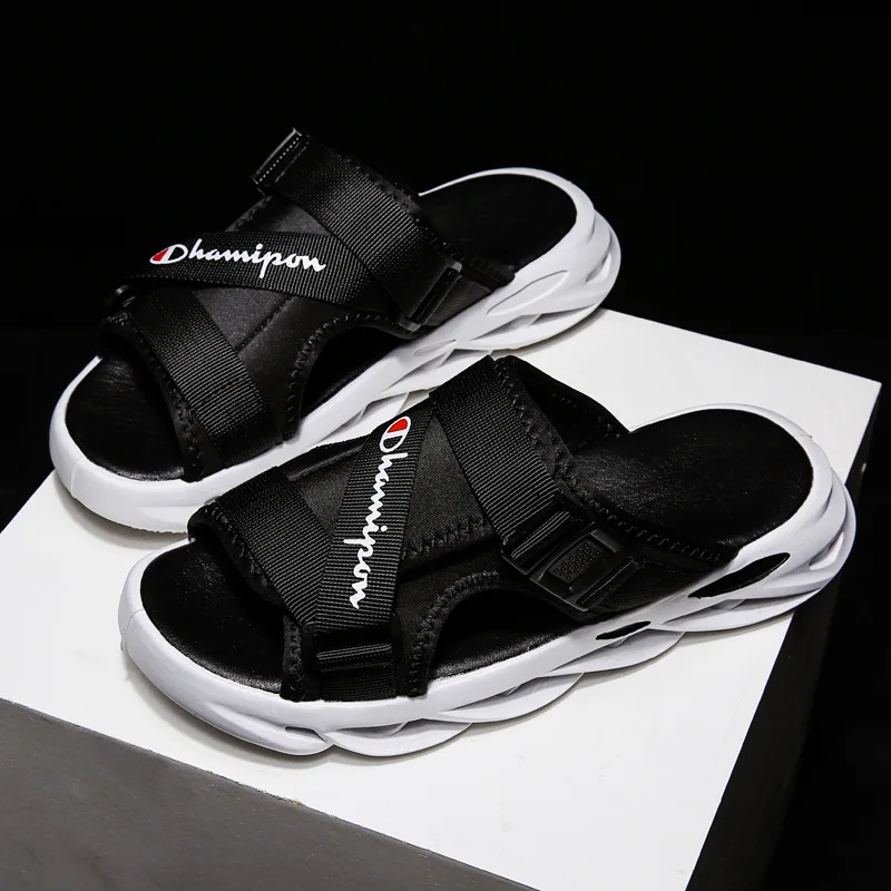 Мужские Нескользящие шлепанцы с перекрестной шнуровкой открытым носком