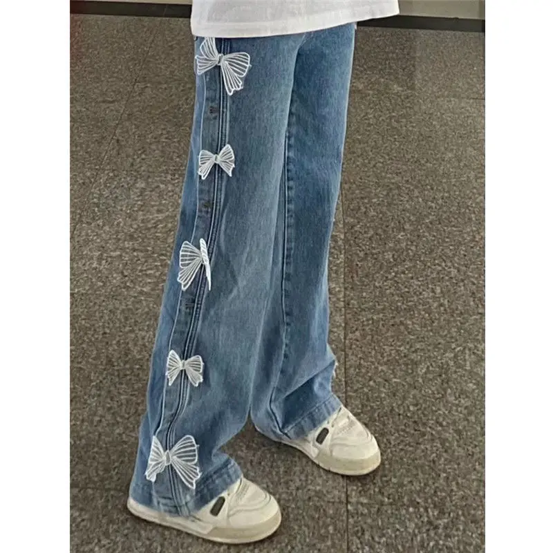 

Джинсы женские широкие с завышенной талией, Мешковатые Капри из денима в винтажном стиле, E760, весна-осень 2022
