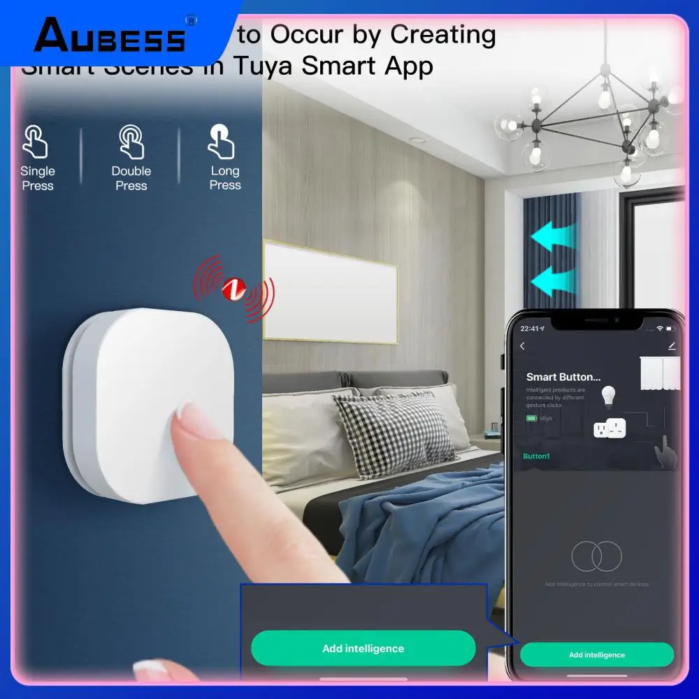 

Wireless Remote With Alexa Google Home Foldable Long Press Dimming Switch Controller Waterproof Smart Button Switch Smart House