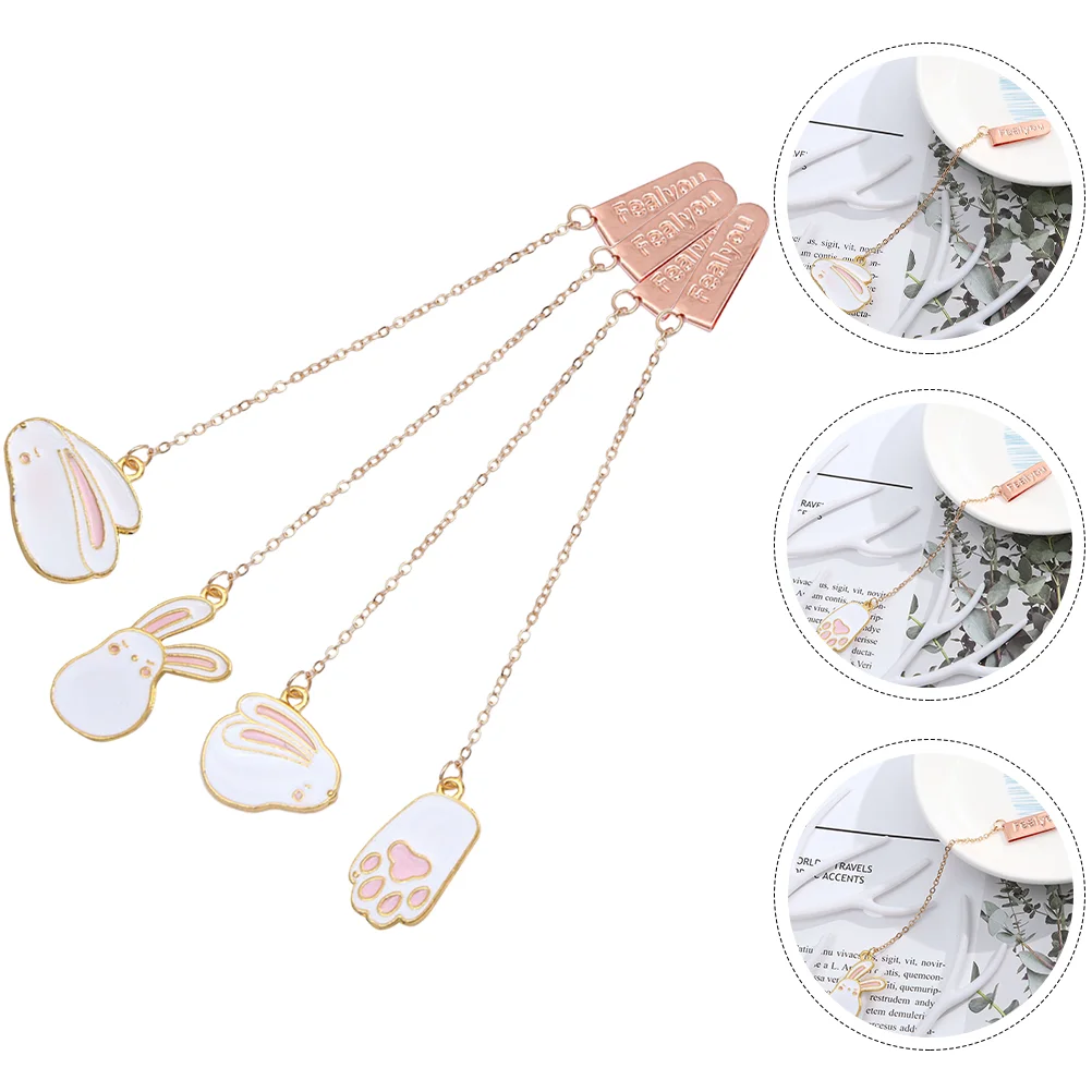 

4Pcs Metal Bunny Portable Book Mark Decorative Book Accessory