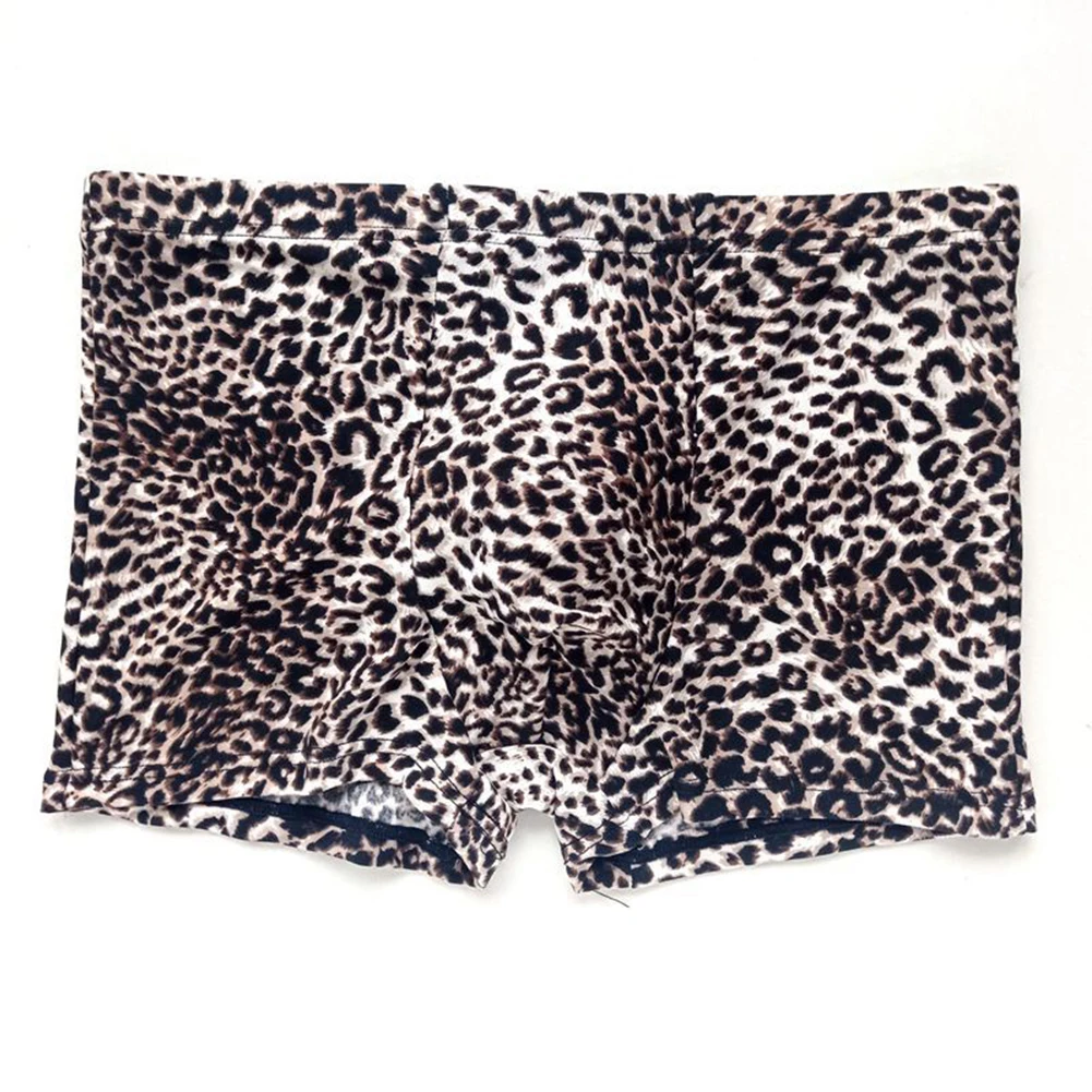 

Sexy Men Leopard Boxer Briefs Panties Shorts Breathable Trunk Underwear Underpants Elastic Sexy Lingerie Flat Boxers